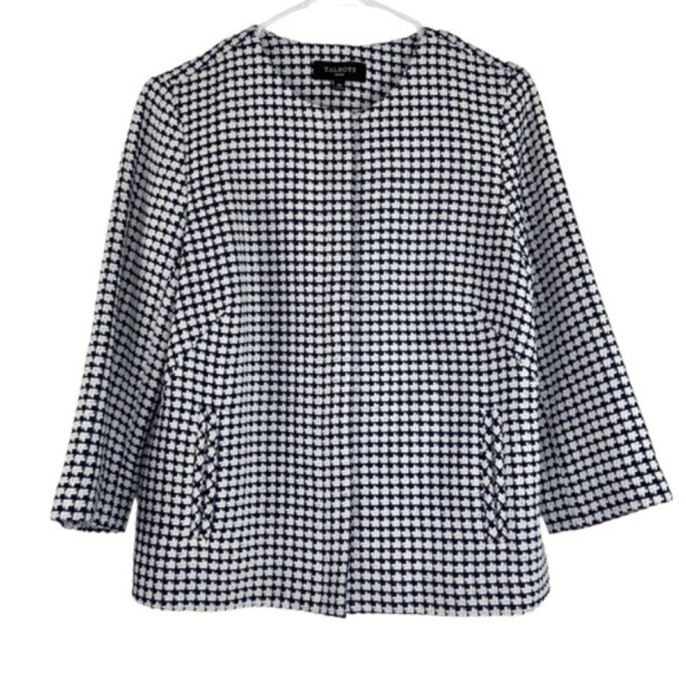 Talbots Blue and White Textured Blazer.